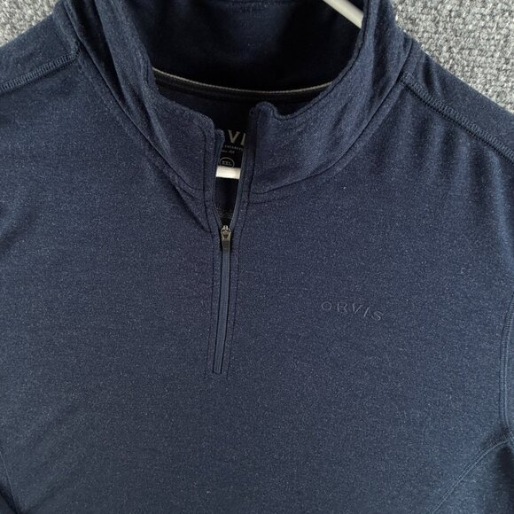 Orvis 1/4 Zip Sweatshirt Men 2XL Blue Soft Stretch Lightweight Rayon Blend Adult - Picture 2 of 13